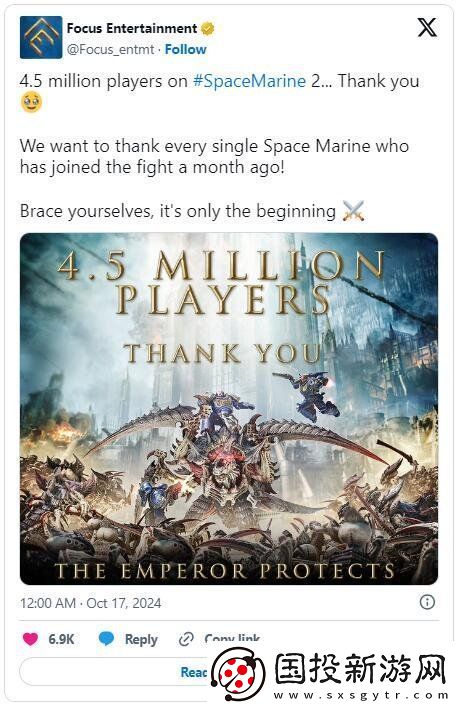 戰(zhàn)錘40K：星際戰(zhàn)士2官宣玩家數(shù)量已達(dá)到450萬(wàn)人！